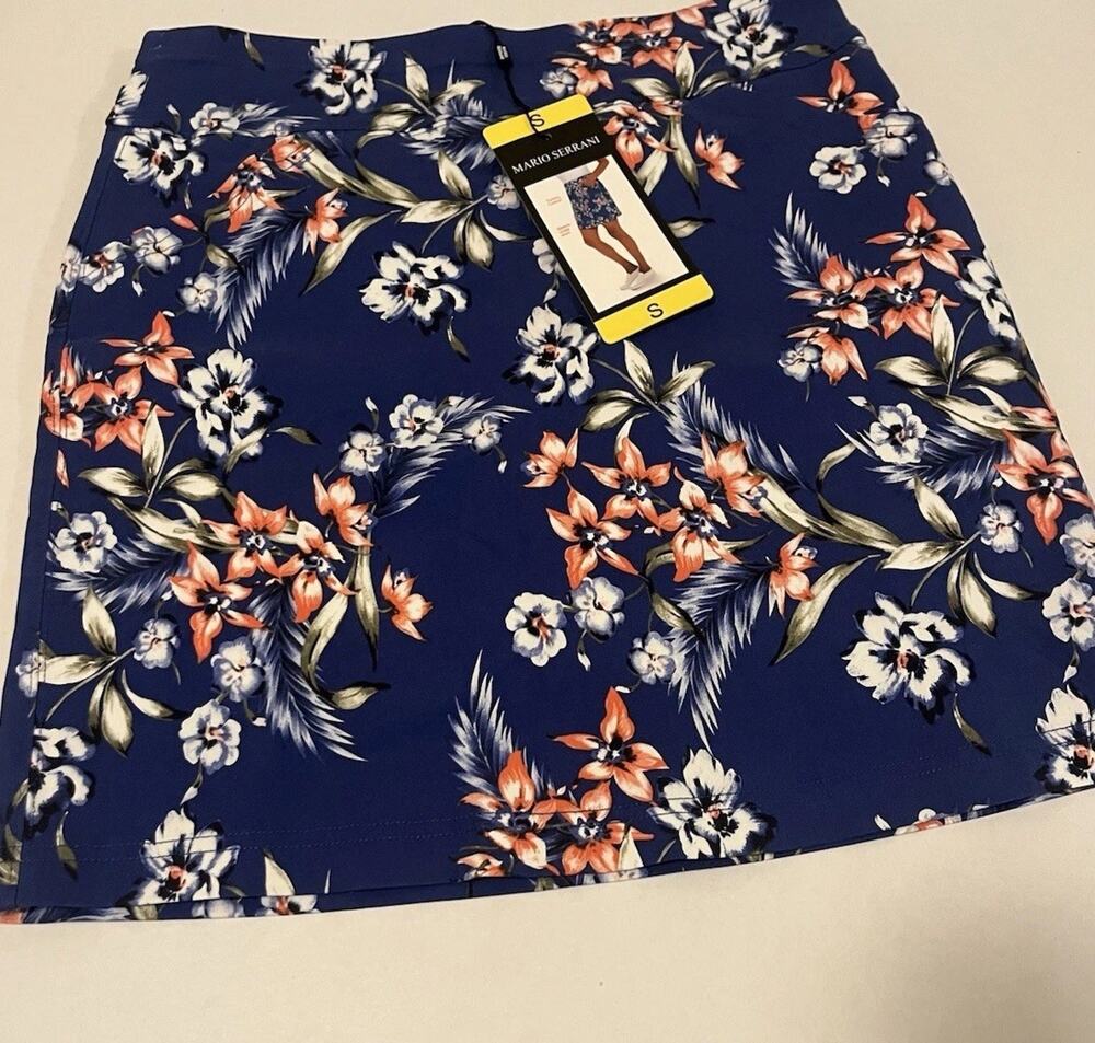 NWT MARIO SERRANI SKORT SIZE S WOMENS BLUE FLORAL PRINT